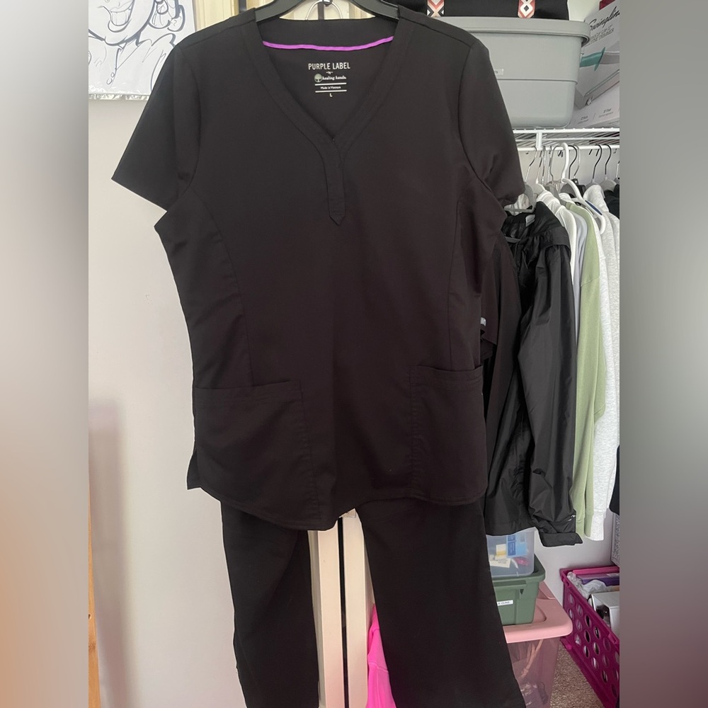 Healing Hands Black Scrub Set